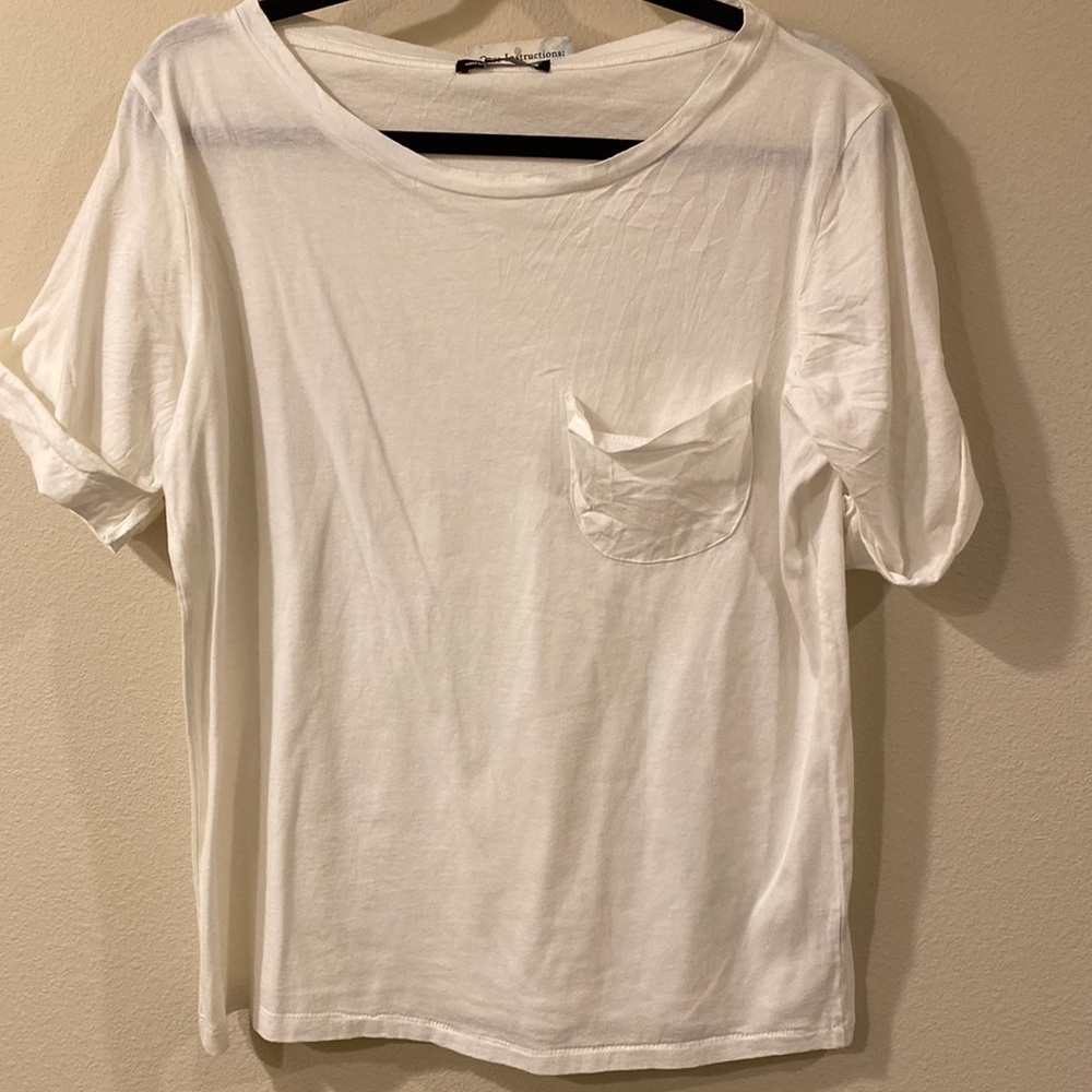 Alternative Retro Rockabilly White Tee Cuffed Sleeve Pocket Size Large